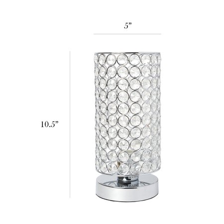 Elegant Designs Elipse Crystal Cylindrical Uplight Table Lamp, Chrome LT1051-CHR